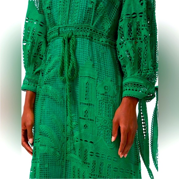 NWT House of Harlow 1960 Dress Morada boa Guipure emerald green Med lace boho - Picture 5 of 11